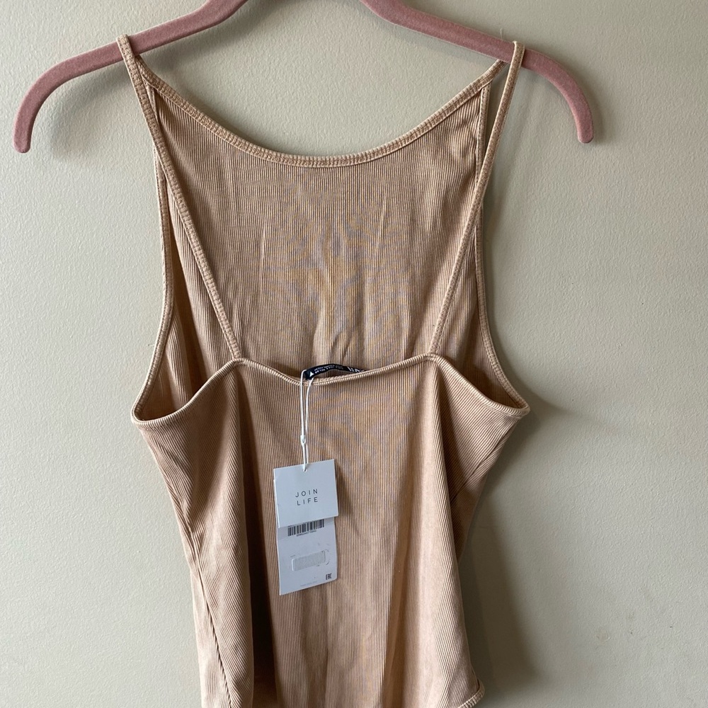 Zara Beige Ribbed Tank Top - Picture 2 of 6